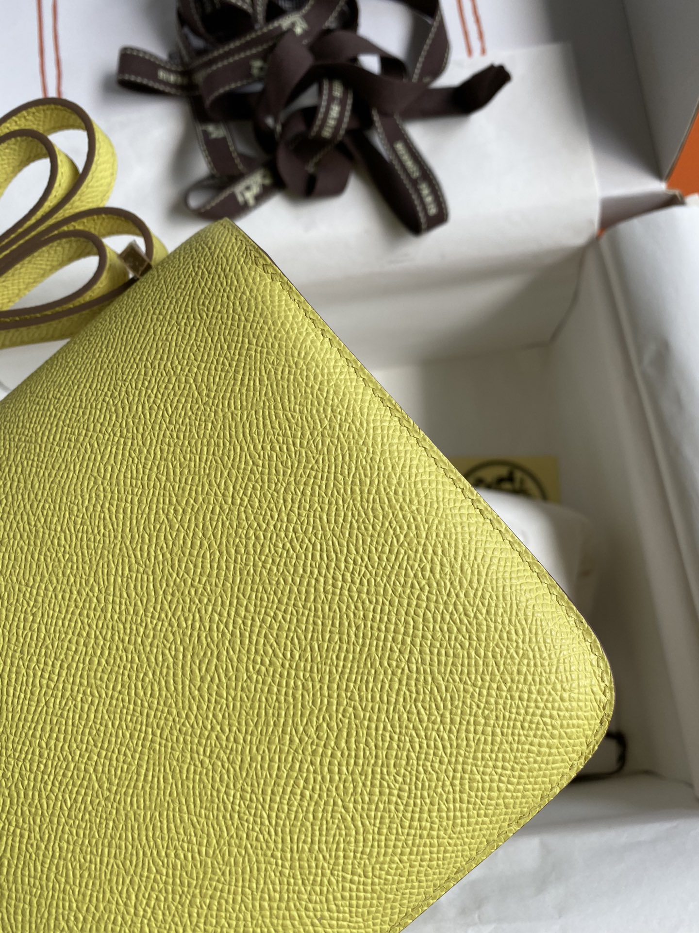 Hermes Constance 18 Mini Shoulder Bag In Jaune Poussin Epsom Leather